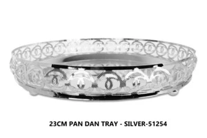 New Silver Round Stylish 23cm Silver Plated Paandan Tray Home Kitchen Restaurant - Picture 1 of 1