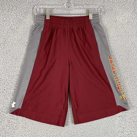 Iowa State Cyclones Shorts Boys Youth Large Under Armour Red Basketball Logo Cover