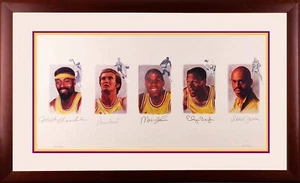 Los Angeles Lakers Legends Signed Lithograph Framed Wilt Magic West PSA/DNA - Picture 1 of 7