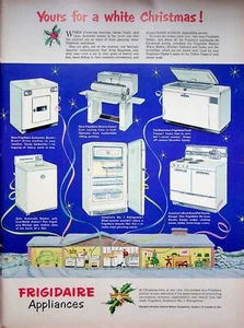 Frigidaire 1950 electrodomésticos refrigerador vintage años 50 anuncio impreso blanco Navidad - Imagen 1 de 2