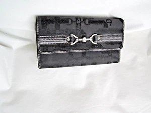 Vintage Etienne Aigner Black Logo Wallet Horse Bit Checkbook Wallet - Picture 1 of 6