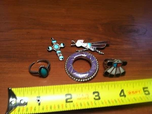 5 Piece Lot Sterling Silver 925 Tribal  Broach  Rings Pendant  handmade - Picture 1 of 12