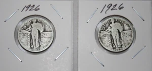 🪙 2x Quartieri Liberty in piedi 1926 - 90% argento - Philadelphia Mint - Foto 1 di 6
