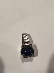 Designer Gems TV Gemporia 9ct 375 White Gold Diamond & Cabochon Sapphire Pendant - Picture 1 of 12