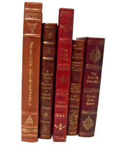 Lot of 5 Gorgeous Assorted Press Leather Bound Gilt Books Classics Superb Decor