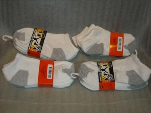 12 pair athletic ankle sport socks size 4-6 kids white grey heel toe 4 sets of 3 - Picture 1 of 5