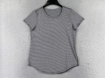 Camisa Lululemon Mujer 6 Negro Blanco Rayas Pima Algodón Love Crew III W3DMBS Foto 1 de 4