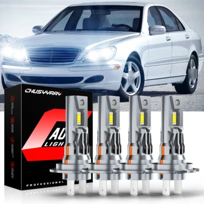 4x H7 LED Headlight Bulbs Kit High Low Beam 6000K For Mercedes-Benz S430 2003-06 - Image 1 of 4