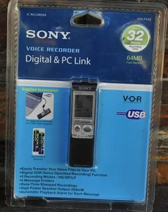 Grabadora de voz digital y PC Link Sony ICD-P320 64 MB 32 HORAS NUEVA SELLADA - Imagen 1 de 11