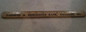 Vintage Wooden Ruler Owensville MO Farmers And Merchants Bank Advertising - Picture 1 of 2