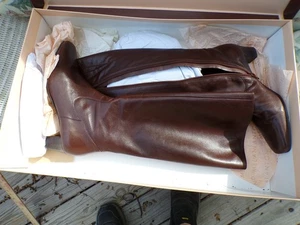 Antonio Melani Chocolate Brown 15" Zip Up Boots Size 8 In Box Read - Picture 1 of 10