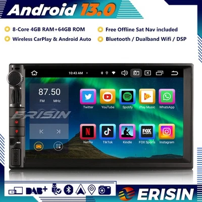 8-Core Android 13 Autoradio GPS Navi CarPlay Bluetooth DAB+DSP OBD2 RDS Wifi USB - Immagine 1 di 4
