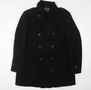 Burton Men's Black Pea Coat XL Double-Breasted - Picture 1 of 12