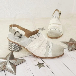 Charme Routard Damen Clogs Elfenbein Grau Silber Leoprint Heels Damen Gr. 37 - Bild 1 von 8