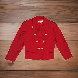 Blazer lana rosso vintage Liz Claiborne Petite Collection taglia 12 Union made in USA - Foto 1 di 12