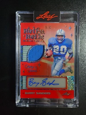 BARRY SANDERS 2025 Hoja Gloria del Juego Fútbol Juego Usado Parche Automático #5/6 Foto 1 de 2