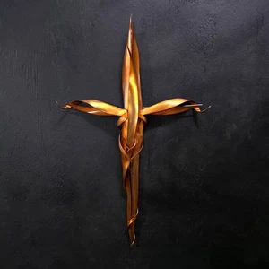 Copper Cross Metal Wall Art #2098 Golden Door Luck Crucifix Religious Décor Gift - Foto 1 di 10