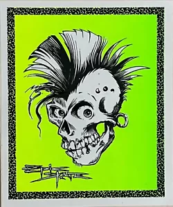 Vintage 1980er Jahre epischer Skate Aufkleber Old School Skateboarding neongrün & Schädel - Bild 1 von 2