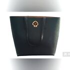 Kate Spade Geldbörse, schwarze Ledertragetasche Hand mit Münzbörse, goldener Spatenausschnitt