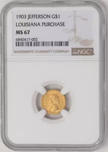 1903 $ Jefferson Gold Dollar Louisiana Purchase MS67 NGC 948625-111 - Picture 1 of 4