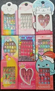 Niñas Niños Uñas Falsas 24 Palos en Uñas Punto de unicornio Brillo Princesa - Imagen 1 de 31