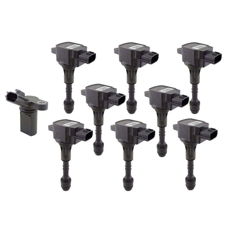 Sensor de posição da árvore de cames do motor Hitachi e kit de 8 bobinas de ignição para FX45 M45 Q45 - Imagem 1 de 1