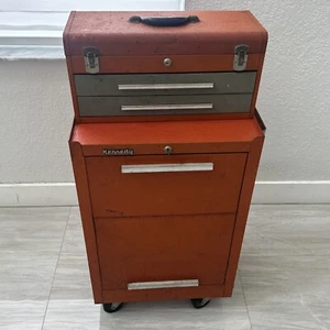 KENNEDY USA Wheeled Storage Cabinet Tool Box 4 Drawer Metal Orange Rare - Picture 1 of 23
