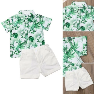 Toddler Kids Baby Boy Gentleman Clothes Floral T Shirt Tops Shorts Pants Outfits - Picture 1 of 6