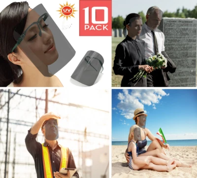 CAL DIRECT SOURCE 10 Pack TINTED Sun Glasses for Men/Women Face Visors UV PROTECTION Disposable