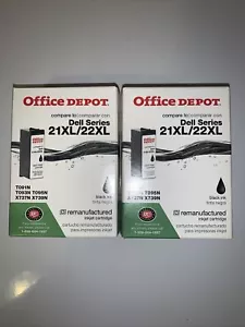 2-Office Depot Dell Series 21/22 Black XL Ink cartridges-Sealed - Picture 1 of 2