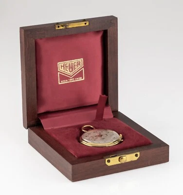 Heuer Gold-Plated Moonphase Gold-Plated Pocket Watch w/ Box and Papers - Image 1 of 4