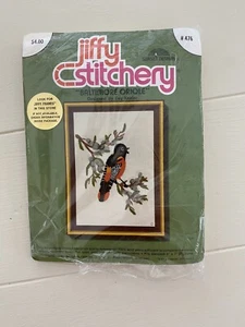 Sunset Designs Jiffy Stitchery BALTIMORE ORIOLE Crewel Kit #476 5x7 Vintage 1976 - Picture 1 of 5