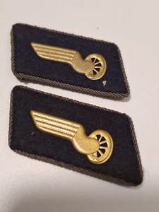 2x Reichsbahn Kragenspiegel für Unfirom Schwarz und Dunkelblau Grauer Rand DDR - Bild 1 von 2