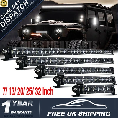 7-32 INCH Slim LED Light Bar 4x4 12V 24V SUV ATV Offroad Work Lights Waterproof - Image 1 of 4