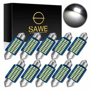 10 x Bright White 6418 C5W 36MM Festoon LED License Plate Tag Light Bulbs 6000K - Picture 1 of 6
