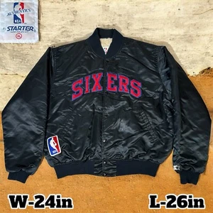 Vintage USA Made NBA Philadelphia 76ers Sixers Black Satin Starter Jacket Gr. XL - Bild 1 von 15