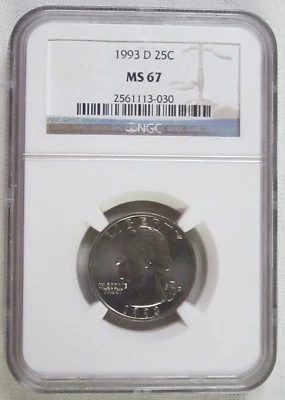 1993 D Washington Quarter - NGC MS 67 (3-030) Guide $415 - Image 1 of 2