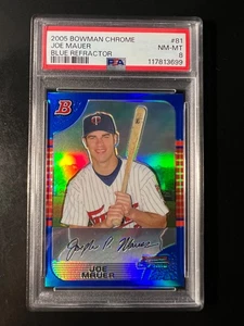 2005 Bowman Chrome Blue Refractors #81 Joe Mauer #'d 59/150 PSA 8 - Picture 1 of 2
