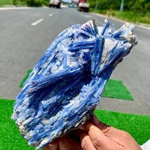 5.29LB Rare!! Natural beautiful Blue KYANITE with Quartz Crystal Specimen Rough - Picture 1 of 20