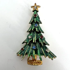 Vintage Eisenberg Eis Weihnachtsbaum mehrfarbig "Ornament" Strass Brosche 2 Zoll - Bild 1 von 5