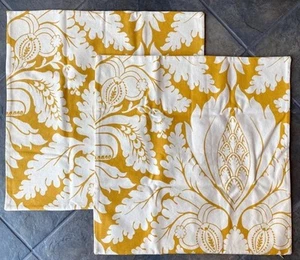 Pottery Barn Damask 24” Pillow Cover Mustard Yellow Marigold Floral Set Of Two - Picture 1 of 6