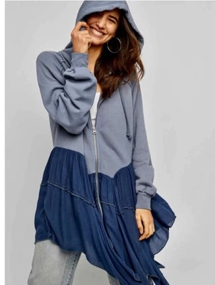 Sudadera con Capucha Free People Moon Dust Cardi en Denim Lavado Azul XS Foto 1 de 4