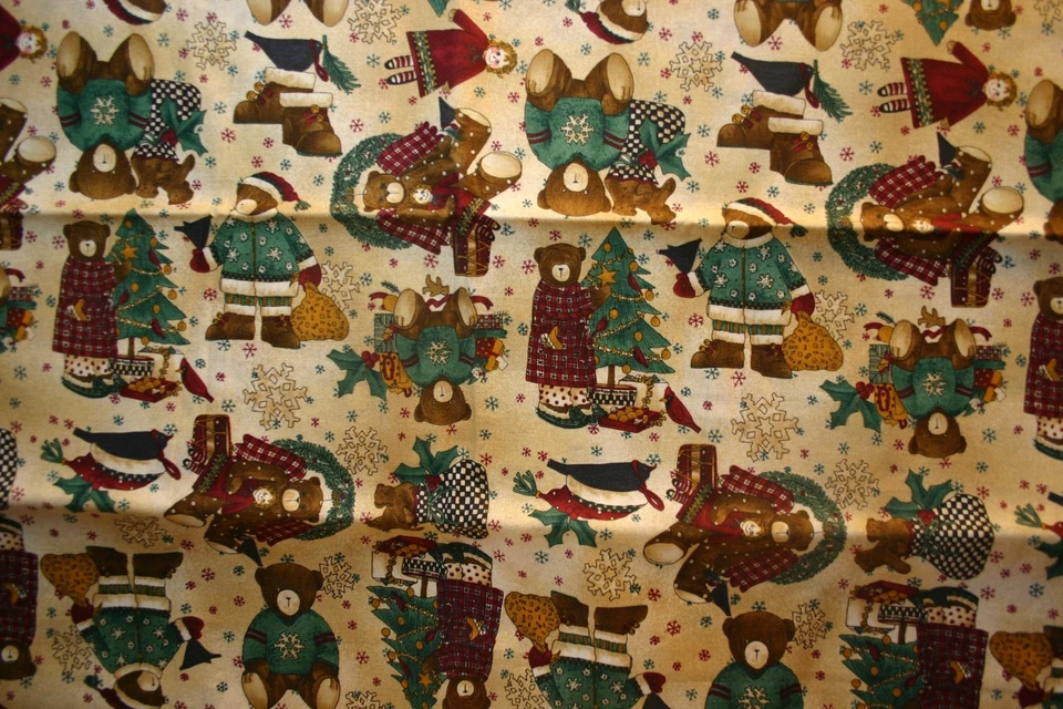 Debbie Mumm Osos de Navidad Tela 1 yarda Árboles Muñecas Coronas Copos de Nieve Foto 1 de 1