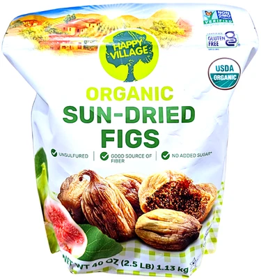 Happy Village Organic Sun-Dried Figs Gluten Free 40 Ounce Bag EXP 07/2026 - Image 1 of 4