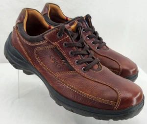 Ecco Comfort Brown Leather Lace-Up Hiking Track Shoes Men's EU 45 US 12 - Imagen 1 de 10
