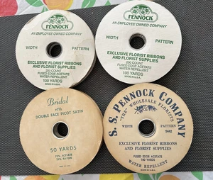 Vintage S S Pennock Ribbon USA Plus 1 ½ Double Face Picot Satin 50 yd 2 part - Picture 1 of 5