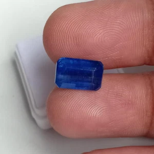 Royal Blue Kyanite Octagon Cut Loose Gemstone For Jewelry Making Ring 4.40 Cts - Picture 1 of 10