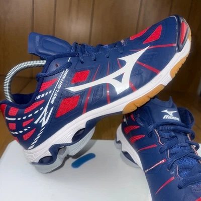 Zapatos de voleibol Mizuno Wave Lightning Z4 azul marino rojo blanco para mujer talla 9,5 Foto 1 de 4