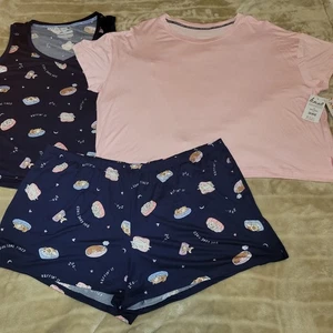 JOYSPUN NEW 3-Piece Women’s 2X (18W-20W) Tank Top/Short Sleeve/Shorts Pajamas - Picture 1 of 22