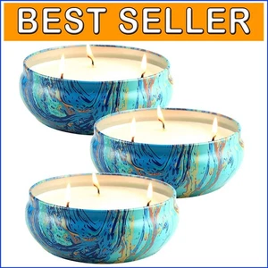 Outdoor Citronella Candles in Beautiful Tin - Long-Lasting Aromatherapy Pack - Picture 1 of 9